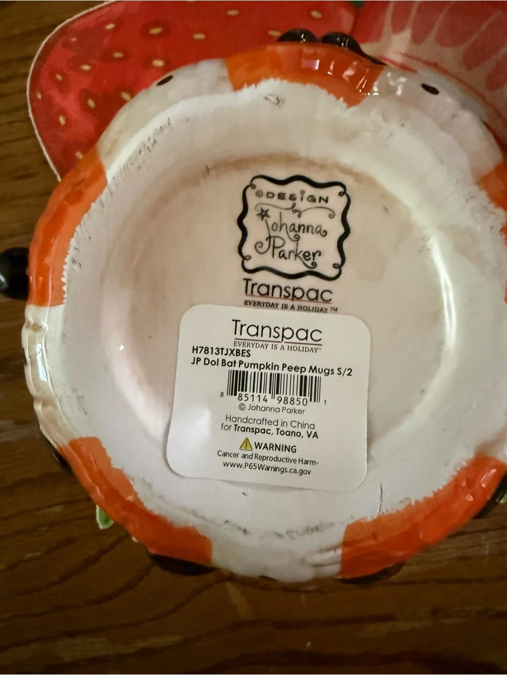 Johanna Parker Ceramic Halloween spider mug   - Orange, Black, White